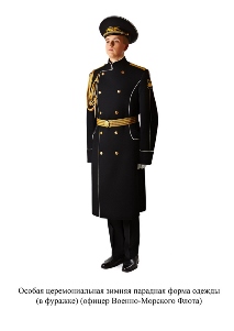 Особая церемониальная зимняя парадная форма одежды, в фуражке - офицер Военно-морского флота