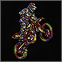 Мотоциклист разноцветный вышивка