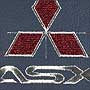 Вышивка металлизированными нитями логотипа Mitsubishi ASX на подголовнике