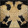 Вышивка двуглавого орла золотыми нитями на диванах