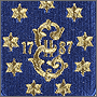 Вышивка на диване в виде герба Екатерины II